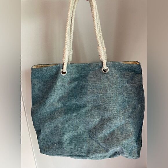 Blue Shimmery Canvas Tote Bag - Picture 1 of 3